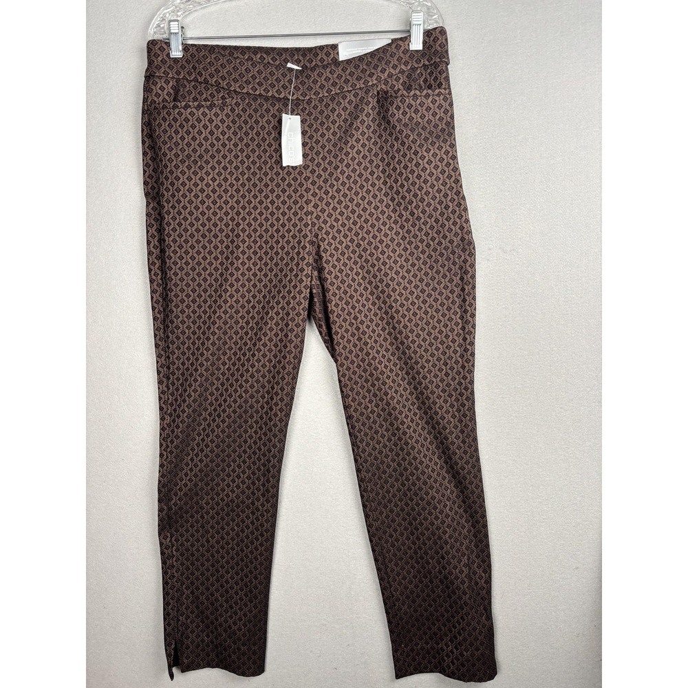 Chicos Pants Womens 2R So Slimming Brigitte 360 Ankle Slim Leg Geo Pattern